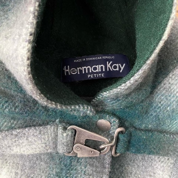 70s True Vintage Heavy Hooded Plaid Wool Coat in Great Condition 🔥 - Picture 4 of 5